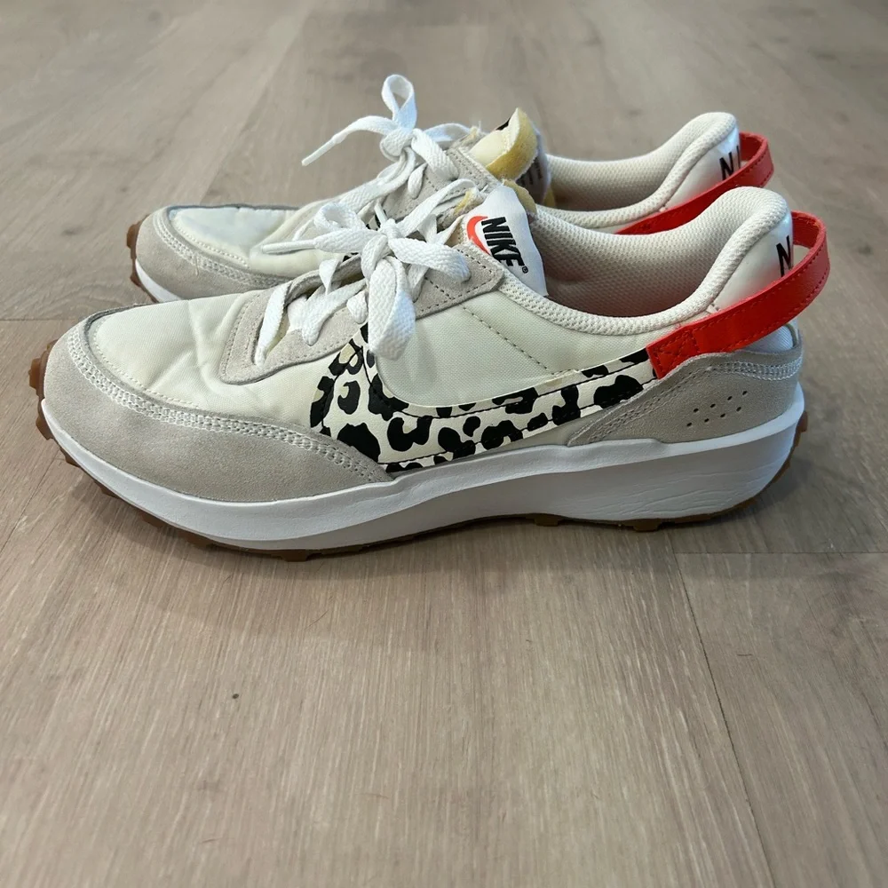 Nike White and Orange Athletic Waffle Shoes